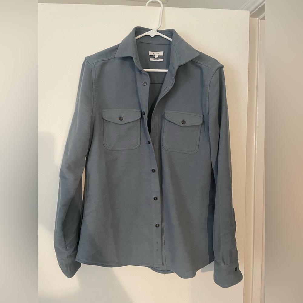 REISS - Air Force Blue Cotton Overshirt